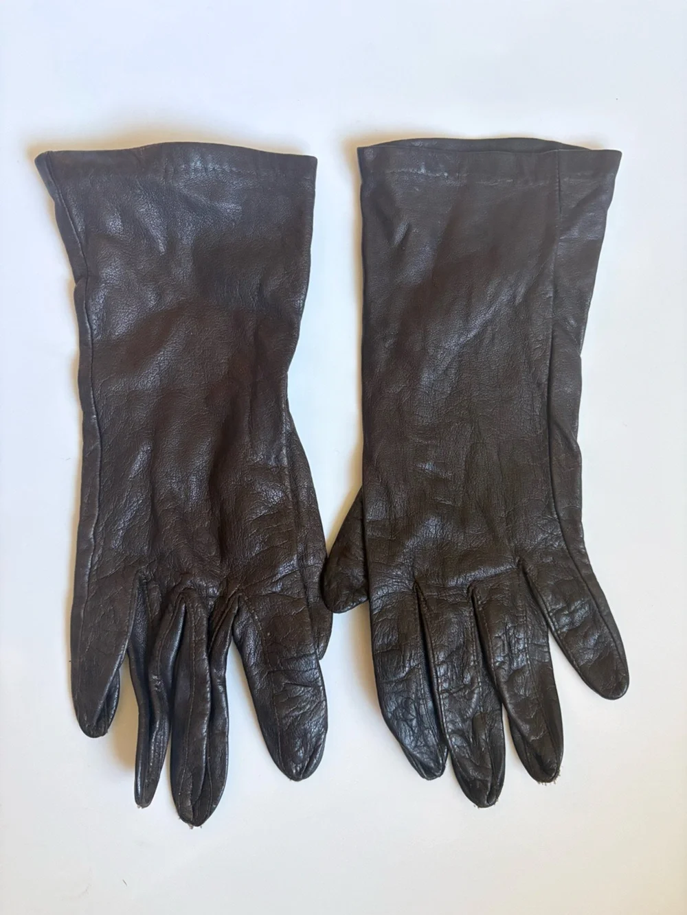 ARIS Vintage Leather Gloves With Cashmere Lining Women’s Size 7 Dark Brown
